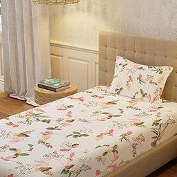 Urban Space Regal 100% Percale Cotton 200 TC Printed Bedsheet for Single Bed with 1 Pillow Cover (Size 58 x 90 inches, Cherry Blossom-Peach)-picture-10