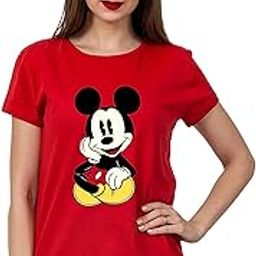 be crazy Women's Mickey Graphic Printed 100% Cotton T-Shirt - Regular Fit, Round Neck, Short Sleeves T Shirt for Women-picture-0