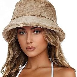 Fuzzy Bucket Hat for Women, Winter Warm Furry Hat, Fluffy Fisherman Cap, Faux Fur Soft Cute Bucket Hat, Women Cloche Hats, Wind and Cold Protection Hat, Foldable Hat, for Women-image-56