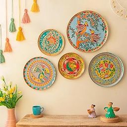 RITUALISTIC Madhubani Wall Plates for home decoration | Wall decor items for living room | Metal Wall décor | Gift items for unisex |wall art | wall showpiece| Home Décor Gift Items | Set of 5 plates-image-8