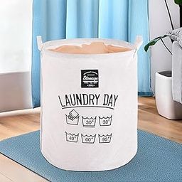 Kuber Industries Multipurpose 43 Ltr Foldable Washing Clothes Basket/Laundry Bag with Carry Handles | Used Clothes Storage Bag | Laundry Hamper for Dirty Clothes & Toys | GM-2-WHT | White-8