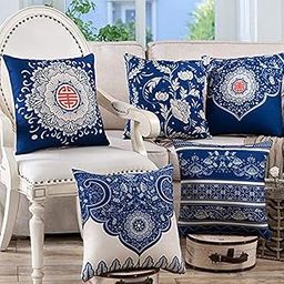 AEROHAVEN Set of 5 Cotton Turkish Designer Decorative Throw Pillow/Cushion Covers - 16 x 16 inches-image-14