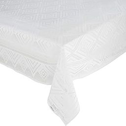 Amazon Brand - Solimo Cotton Blend Diamond Rectangular 6 Seater Dining Table Cover (White,Pack of 1)-21