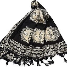 Women's Black & White Printed Art Silk Dupatta (Black Head), Free Size-20