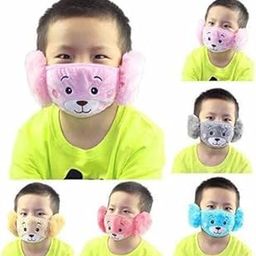 Reuseble Mask For Kids,Kids Girl's and Boys' Warm Winter Face Mask with Plush Ear Muffs Covers (4 Years to Adult Years) --39