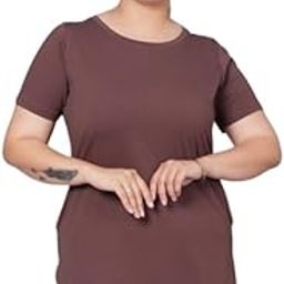 Round Neck Cotton Half Sleeves Long Tshirt with 2 Side Pockets for Women | Stretchable Regualr Fit Solid Cotton Tshirts | Casual Tshirts for Women Office Wear | Solid Round Neck Tshirt-image-38