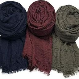 Women's Premium Wrinkle Ironless Crush Crinkled Cotton Summer Hemp Scarf Stoles Shawl head scarves for girls-image-68