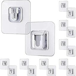 CVD Transparent Self Adhesive Plastic Male/Female Wall Sticker Hooks Waterproof Sticky Hook for Home, Kitchen and Bathroom (Pack of 5)-22