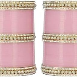 Bridal Punjabi Chura Wedding Bubble Pink/Golden Chuda Set for Marriage for Girls and Women, Latest small Chooda Gives you Royal look.-image-27