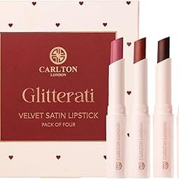 Carlton London Glitterati Satin Lipstick Smudge-Proof Gift Set |Enriched with Vitamin E, Castor oil | Long Lasting | Highly Pigmented | Upto 8Hrs - 4X1.7g-37