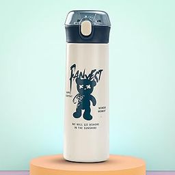 BAYBEE Dreamer Sipper Water Bottle with Straw for Kids | Leak Proof Sippy Water Bottle with Adjustable Strap | BPA Free & Non-Toxic 500ml Capacity | Drinking Sippy for School Kids Boys Girls (White)-image-68