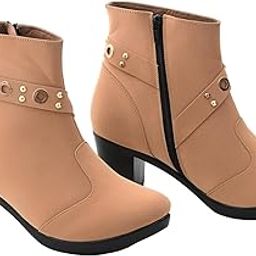 Women FAUX Leather Ankle Boot with CHUNKY HEEL| Fashion Trendy, Comfortable, Sidezip Zipper Boots - Premium Cushion Footbed-6