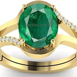 lmdprajapatis 6.25 Ratti / 5.50 Carat Natural Lab Certified Emerald Panna Gemstone Panchdhatu Ring for Men and Women Gold Plating-picture-6