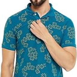 Get Golf Men's Cotton Blend Allover Printed Polo Collar Casual Tshirt Has A Short SleevesBZRC-1009-TEALBLUE-image-110