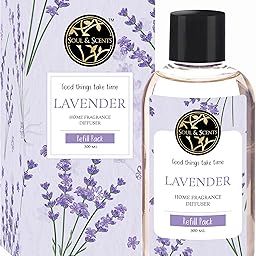 300ml Reed Diffuser Refill for Lavender Fragrance | Free 12 Fiber Reed Sticks | Long Lasting | Smoke Less Room Freshener for Home, Bedroom, Living Room & Office-image-0