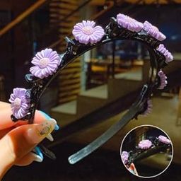 1 PCS PURPLE COLORED HAIRBAND FOR ELEGAN LOOK,Floral Hair Band with Purple Daisy Flowers, Black Plastic Headband, Girls Hair Accessories-picture-40