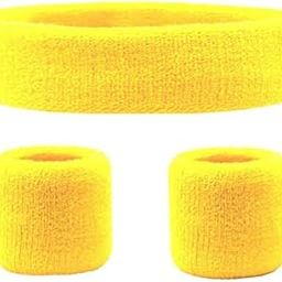 3nh Pack of 1 Sports-Headband For Gym Running (Color: Yellow, Material: Cotton)-image-0