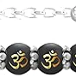 darshraj Sterling Silver Om Beads Bracelet | Silver Beads Bracelet | Om Bracelet | Bracelet For Girls | Bracelet For Boys | Silver Bracelet | Bracelet-picture-4