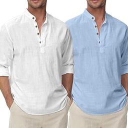 Men's Kurta Shirt Combo Set Cotton Blend Solid Short Kurta for Men with Mandarin Neck & Full Sleeves Stylish Daily (Pack of 2)-24