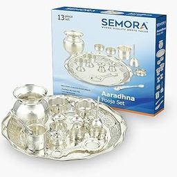 SEMORA Aaradhna Pooja 13 Piece Set Silver Plated for Pooja and Gifting-12