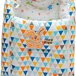 Mee Mee 3 in 1 Baby Bed, Sleeping Bag & Carry Nest, Rabbit Embroidery, Shearing Finish & Cotton Soft from Inside, Machine Washable & Portable Bassinet, 0M+, Blue-25