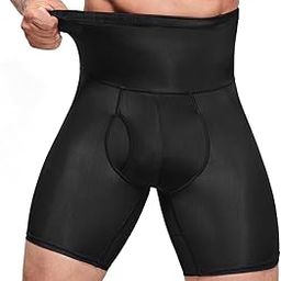Men's Underwear Boxer Briefs Tummy Control Shorts High Waist Slimming Body Shaper Compression Shapewear Belly Girdle- 2XL in Size Black-20