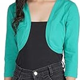 Women's Cotton Knitted Short Solid Shrug Open Neck Three Quarter Sleeves with Front Open-picture-11