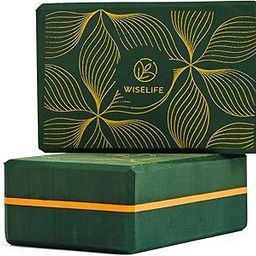 WiseLife Printed Yoga Blocks | Yoga Brick (Pack of 2, Extra Large Size), High-Density EVA Foam Soft Surface for Balance, Support & Performance, Strength Training Exercise (Green Leaves)-picture-31