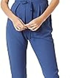miss chase Women's Azure Blue Solid Collared 3/4 Sleeves Collared Tie-Up Detailing Straight Leg Regular Length Jumpsuit-picture-10