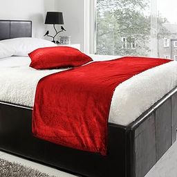Luxury Velvet Bed Runner Set | Scarf | Throw | with 2 Cushion Cover for All Bed Sizes (red, King- 19.6x94.4 inch)-image-99