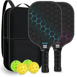 Xfopz Pickleball Paddles Set, Glass Fiber USAPA Approved Pickle Ball Paddle Indoor Outdoor Rackets Pickleballs Racquet Gifts-14