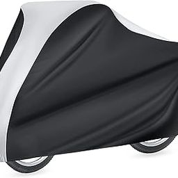NABAAT Universal Waterproof Dust Cycle / Bicycle Cover for Outdoor Rain/ Sun/ Snow/ Corrosion Protection (Black & Silver), Nylon-18
