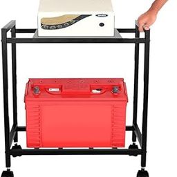 JS INTERNATIONAL 2 Tier Inverter Stand with Wheels | UPS Stand Trolley | Heavy-Duty Metal Storage Rack for Inverter and Battery | Portable, Space-Saving, and Easy Mobility-image-120