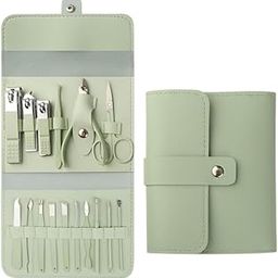 Blue Tick 16-Piece Manicure & Pedicure Set with PU Leather Case, Professional Grooming Kit for Hand & Foot Care (Green)-image-24