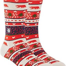 Men White & Red Patterned Calf-Length Socks-image-50