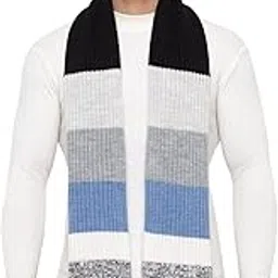 513 Men Acrylic Woolen Color Block Casual Warm Winter Wear Muffler Scarf Stole-picture-3