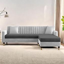 Casaliving Garcia 4 Seater Sofa Set for Living Room (Black Grey Colour) Premium Fabric Sofa-image-74