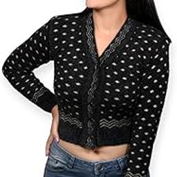 Kuku Hosiery Dot Pattern Full Sleeves Saree Blouse for Women| Buttoned Winter top|Winter wear for Adult Girls/Women-image-14