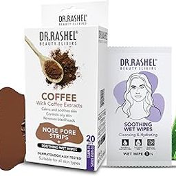 DR.Rashel Nose Pore Strips For Pore Cleansing | Deep Cleansing Nose Strips For Instant And Painless Blackheads Removal || 20 PCS (Coffee) (10 Strips & 10 Wipes)-1