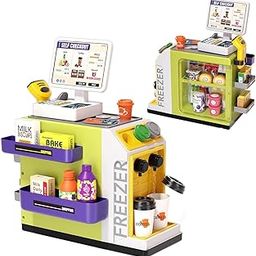 Toyshine 46 Pc Supermarket Cash Register Playset Along with Water Outlet Function | Calculator | Scanner | Coffee Machine | Credit Card and Play Foods Pretend Play Toy for Kids Ages 3+yrs-image-73