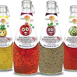 American Delight Flavored Drink with Basil Seed |Pomegranate, Mango, Watermelon, Pineapple, Passion Fruit, Red Grape Flavored Fruit drink with Basil Seeds aka Sabja Seeds | Pack of 6 x 300ml Each | Ready to Serve Drink-image-81