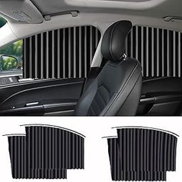 TEKCOOL 4pcs Universal Fit Magnetic Car Side Window Curtains, Foldable Car Window Privacy Curtains Sunshade Side Magnet Pleated Car Window Curtain - Removable - Keeps Cooler Screen for Baby (Black).-2