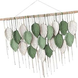 Macrame Wall Hanging Boho Leaves Macrame Tapestry for Apartment Dorm Bedroom Green-image-28