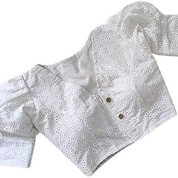 Womens Front Open Cotton White Blouse-image-0