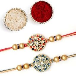 Floral Kundan Rakhi For Bhai (Pack of 2), Handmade Rakhi for Brother, Rakshabandhan Gift for bhai, Best rakhi for bhaiya-image-75