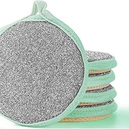 KRYLAR- Multi-Purpose Kitchen Double Side Round Dishwashing Sponge Scrubber Rag Dish Pad Cleaner Home Kitchen Cleaning Tool Sponges,Household Cleaning Tools for Kitchen Bathroom(Pack of 5)-image-88