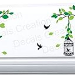AC Sticker Wall Sticker Split Ac Stickers Tree with Birds and Cages Air Conditioner Sticker Standard Size-image-105