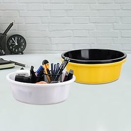 Pack of 3 Desk Organizer | Stationery Organizer | Multipurpose Organizer | Office Supplies for Pen-Pencil-Staplers | Desktop Organizer | 6 LTR | Yellow & Black & White-18