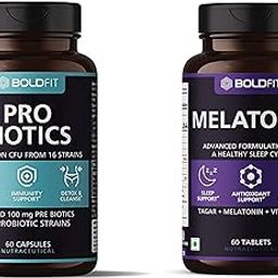 Boldfit Probiotics Supplement 30 Billion CFU For Men & Women with 16 Strains & Prebiotics, White & Melatonin 5mg Sleeping Aid Pills for Deep Sleep with Tagara 125mg for Men & Women-11
