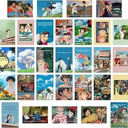 Unquote Studio Ghibli Anime Wall Decor Art Posters - Set of 30 (10L x 15W) CM - Home & Room Decoration Cartoon Stickers, 300 GSM Paper Boho Aesthetic Posters for Gifts with Double Sided Tape-image-49